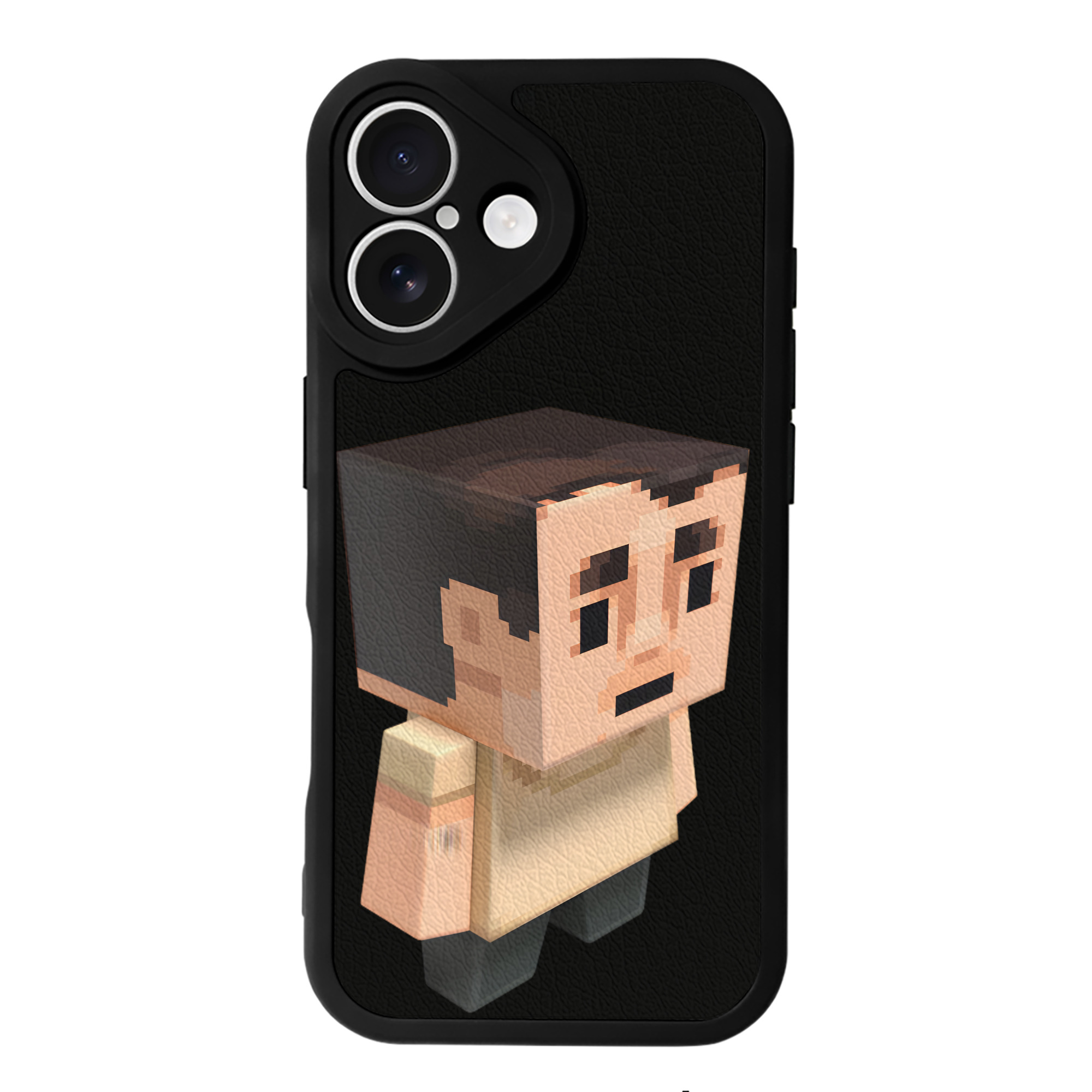 （画像用） マインクラフト ブロックの世界 Minecraft MC Block world 【iPhone 16シリーズ対応】シリコンスマホケース（レザー調） 材質：シリコン